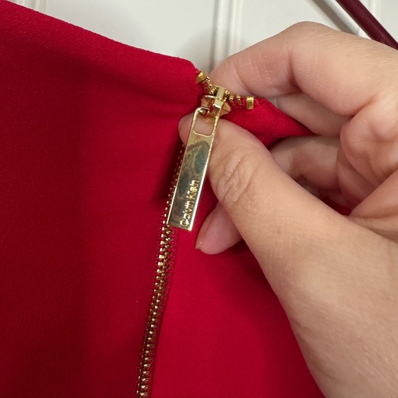 CALVIN KLEIN ❤️ Elegant Cherry Red, Flared Sleeves Midi Dress (Women’s 6 Petite) - Picture 8 of 12